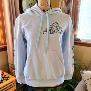 Adidas Baby Blue Floral Hoodie Size Medium